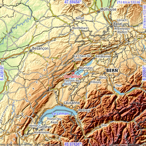 Topographic map of Cortaillod