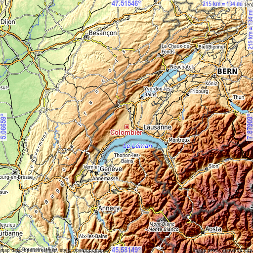 Topographic map of Colombier