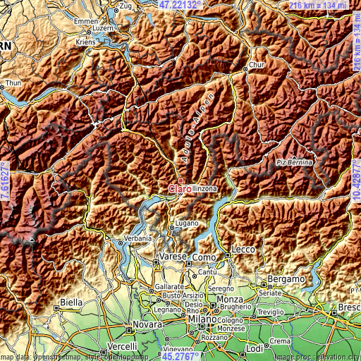 Topographic map of Claro