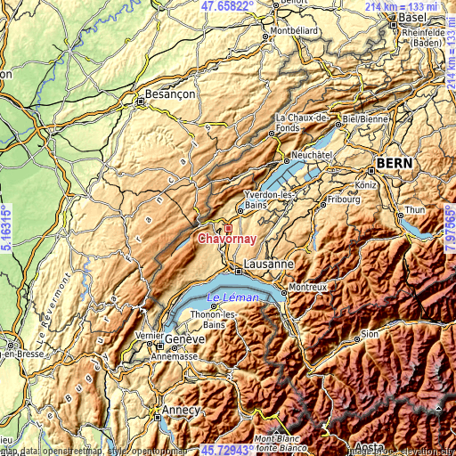 Topographic map of Chavornay