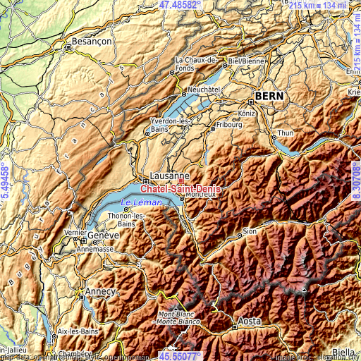Topographic map of Châtel-Saint-Denis