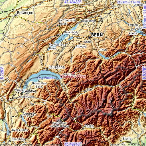 Topographic map of Château-d'Oex