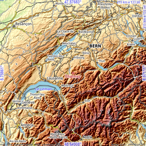 Topographic map of Charmey