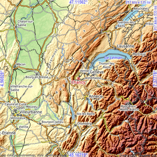 Topographic map of Chancy