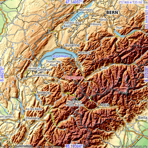 Topographic map of Champéry