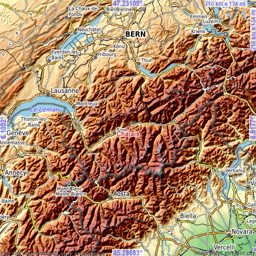 Topographic map of Chalais
