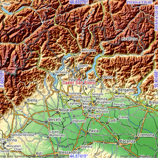 Topographic map of Castel San Pietro