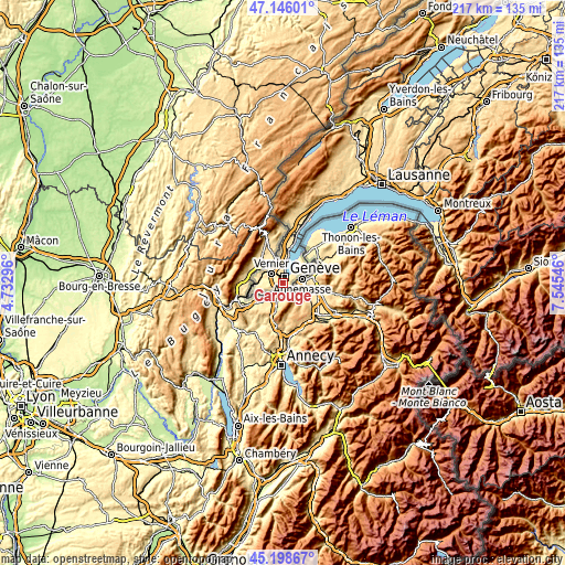 Topographic map of Carouge