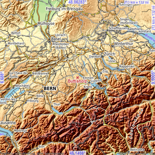 Topographic map of Buttisholz