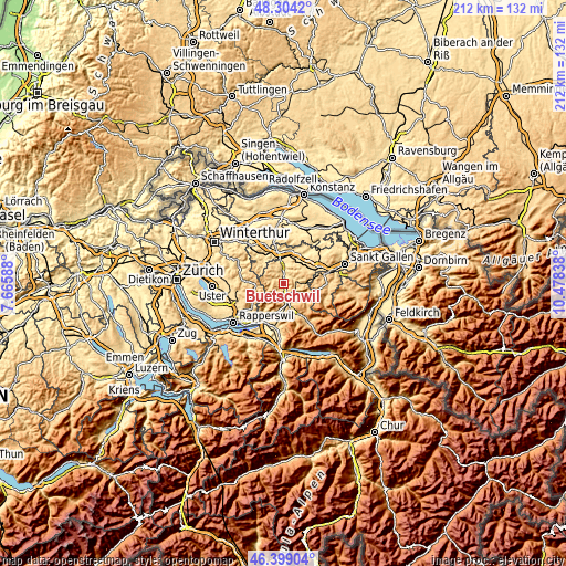 Topographic map of Bütschwil