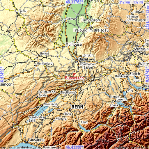 Topographic map of Büsserach