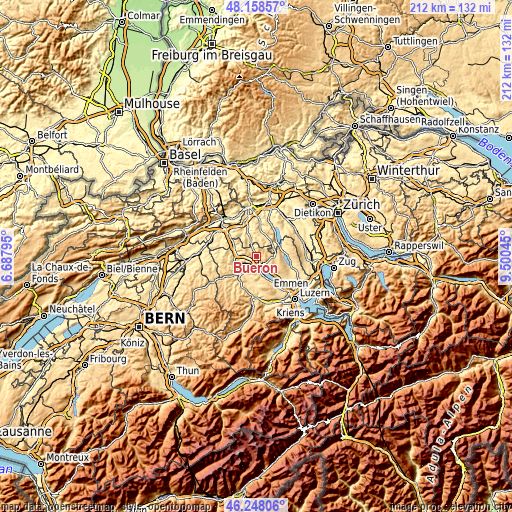 Topographic map of Büron