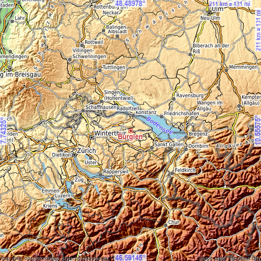 Topographic map of Bürglen