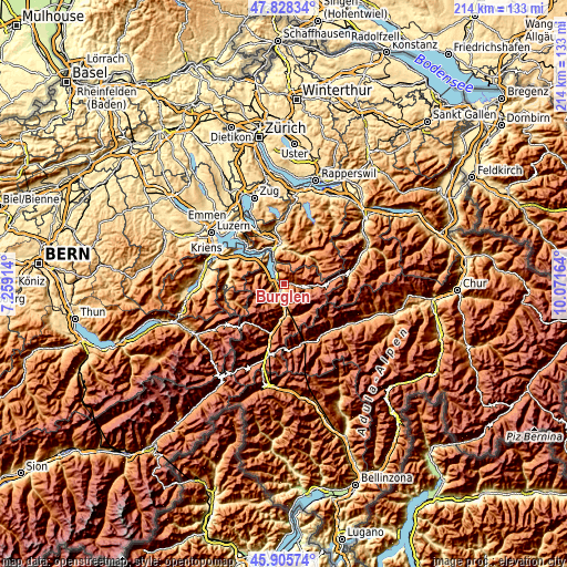 Topographic map of Bürglen