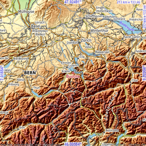 Topographic map of Buochs