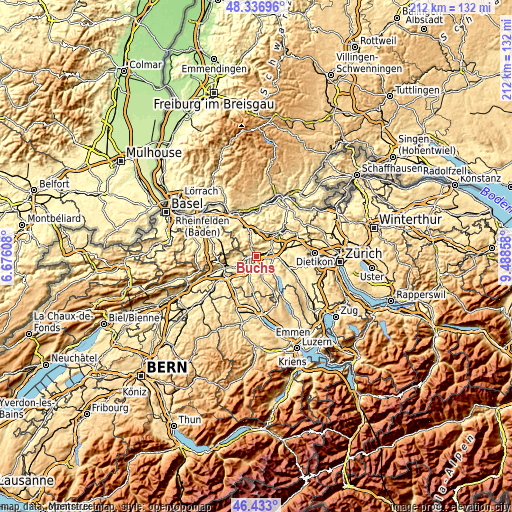 Topographic map of Buchs