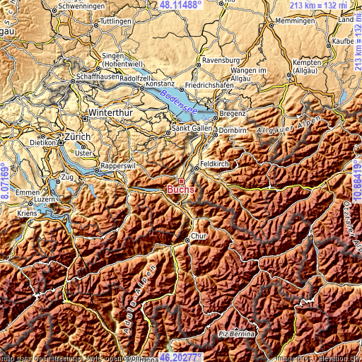 Topographic map of Buchs