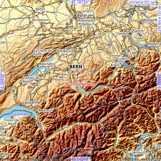 Topographic map of Buchholterberg