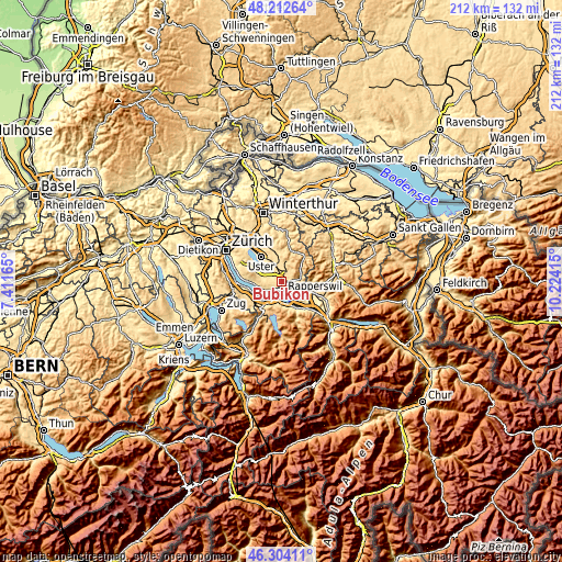 Topographic map of Bubikon