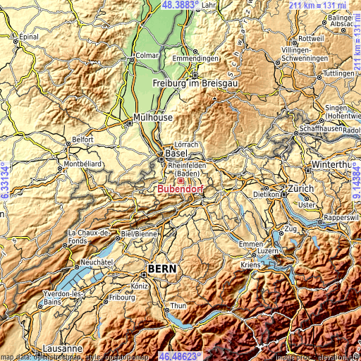 Topographic map of Bubendorf