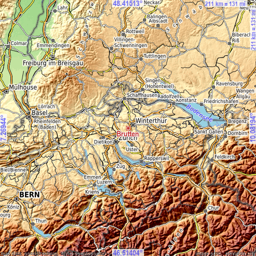 Topographic map of Brütten