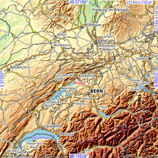 Topographic map of Brügg