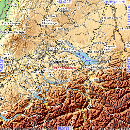 Topographic map of Bronschhofen