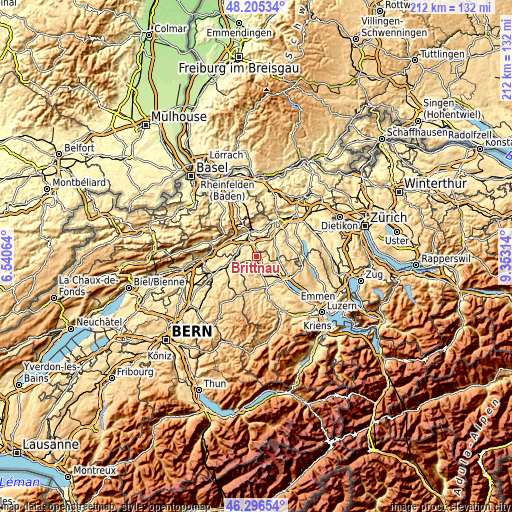 Topographic map of Brittnau