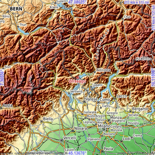 Topographic map of Brissago