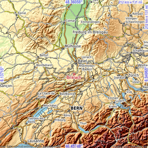 Topographic map of Brislach