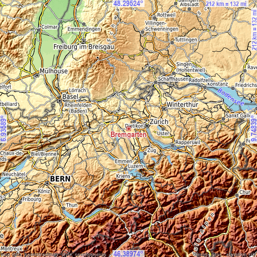 Topographic map of Bremgarten