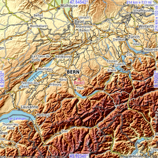 Topographic map of Bowil