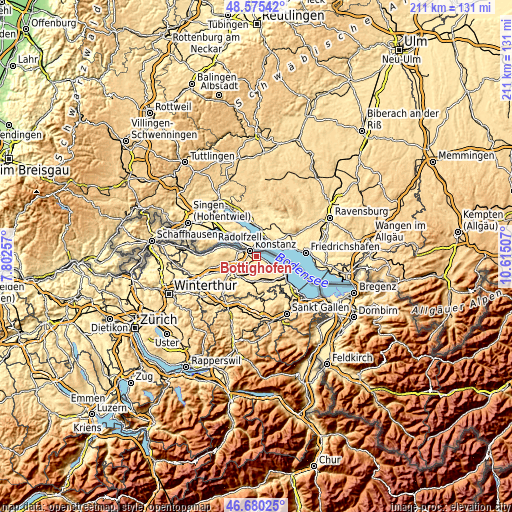 Topographic map of Bottighofen