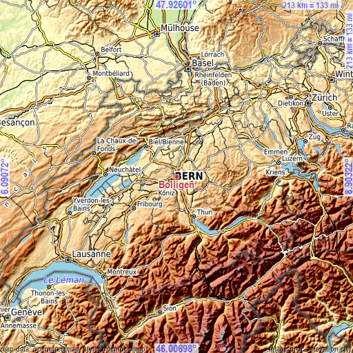 Topographic map of Bolligen