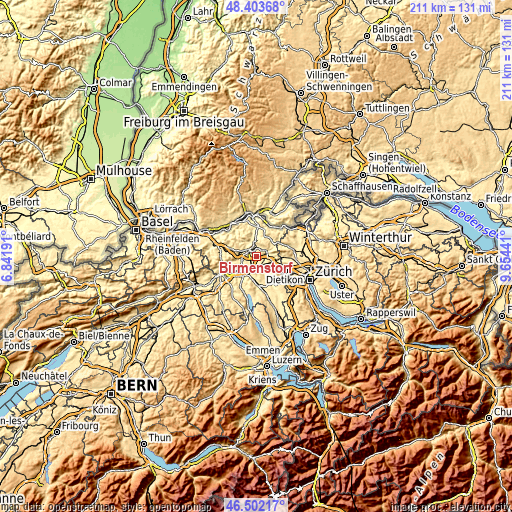 Topographic map of Birmenstorf