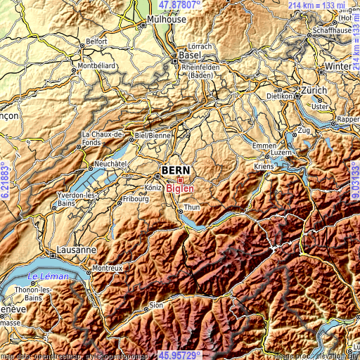 Topographic map of Biglen