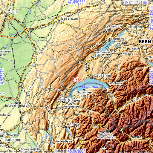 Topographic map of Bière