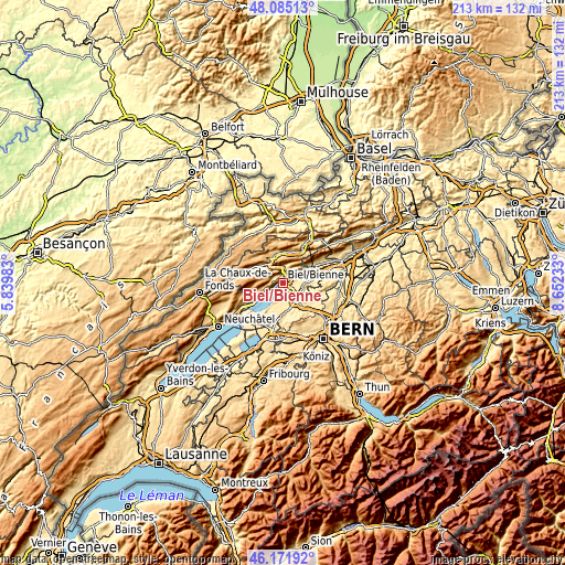 Topographic map of Biel/Bienne