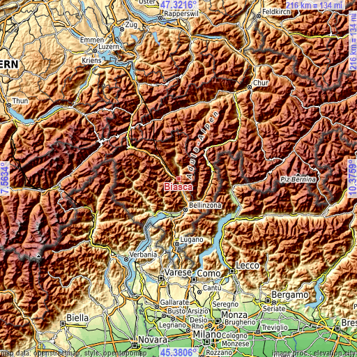 Topographic map of Biasca