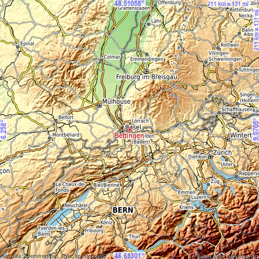 Topographic map of Bettingen