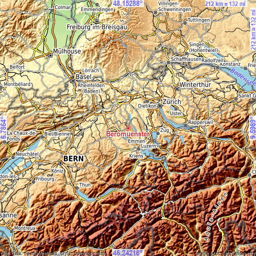 Topographic map of Beromünster