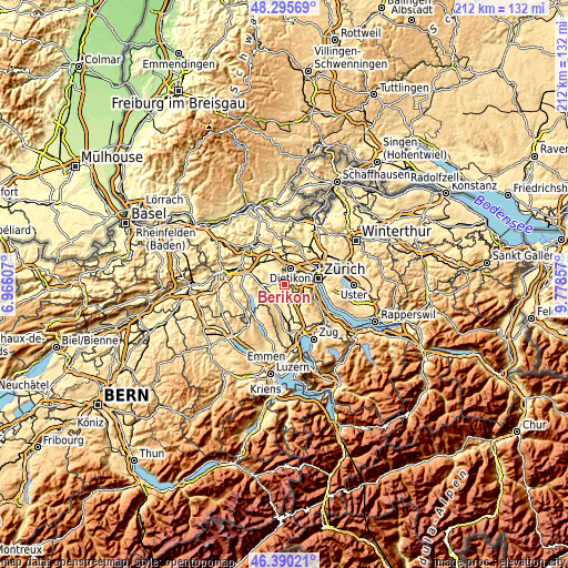 Topographic map of Berikon