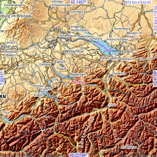 Topographic map of Benken