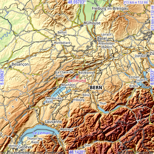 Topographic map of Bellmund