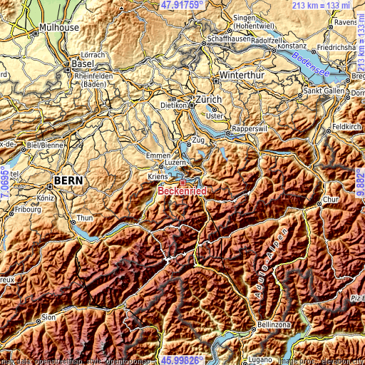 Topographic map of Beckenried