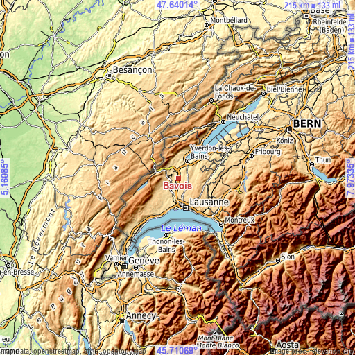 Topographic map of Bavois