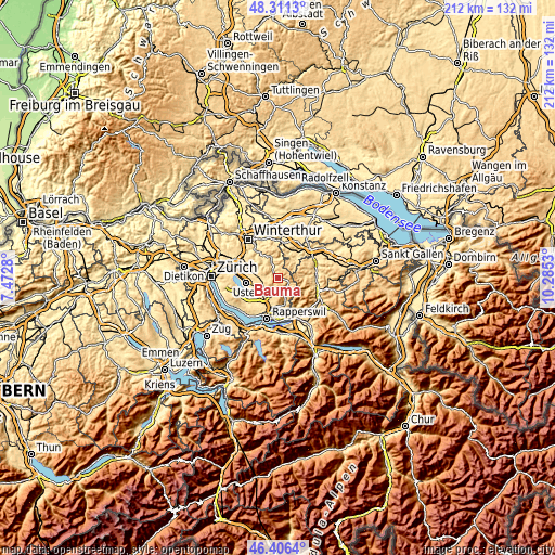 Topographic map of Bauma