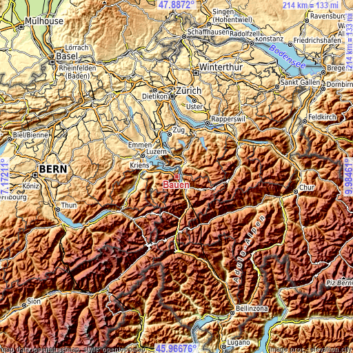 Topographic map of Bauen