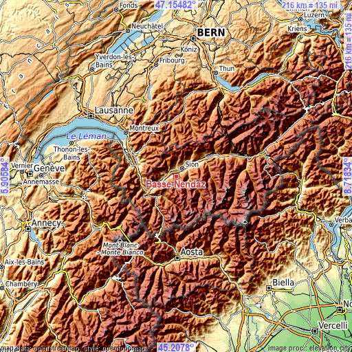 Topographic map of Basse-Nendaz