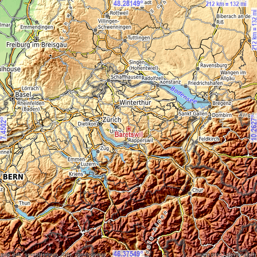 Topographic map of Bäretswil